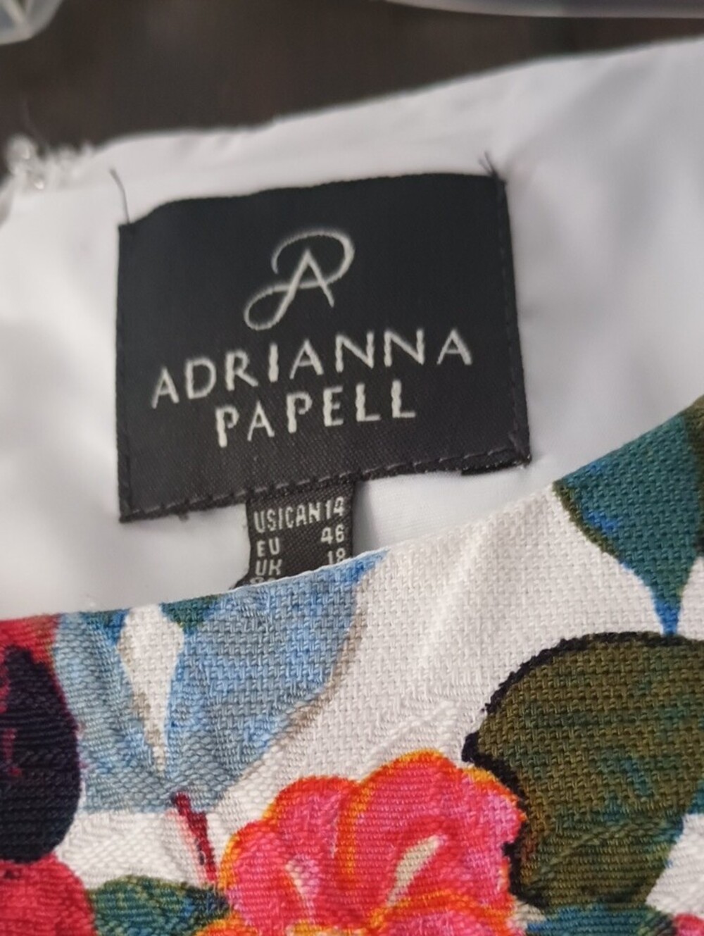 Adrianna Papell White Floral Sheath Lined Dress with Multicolor Blooms - Picture 2 of 8